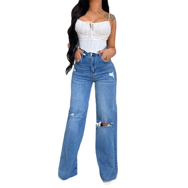 Women's casual high waist jeans